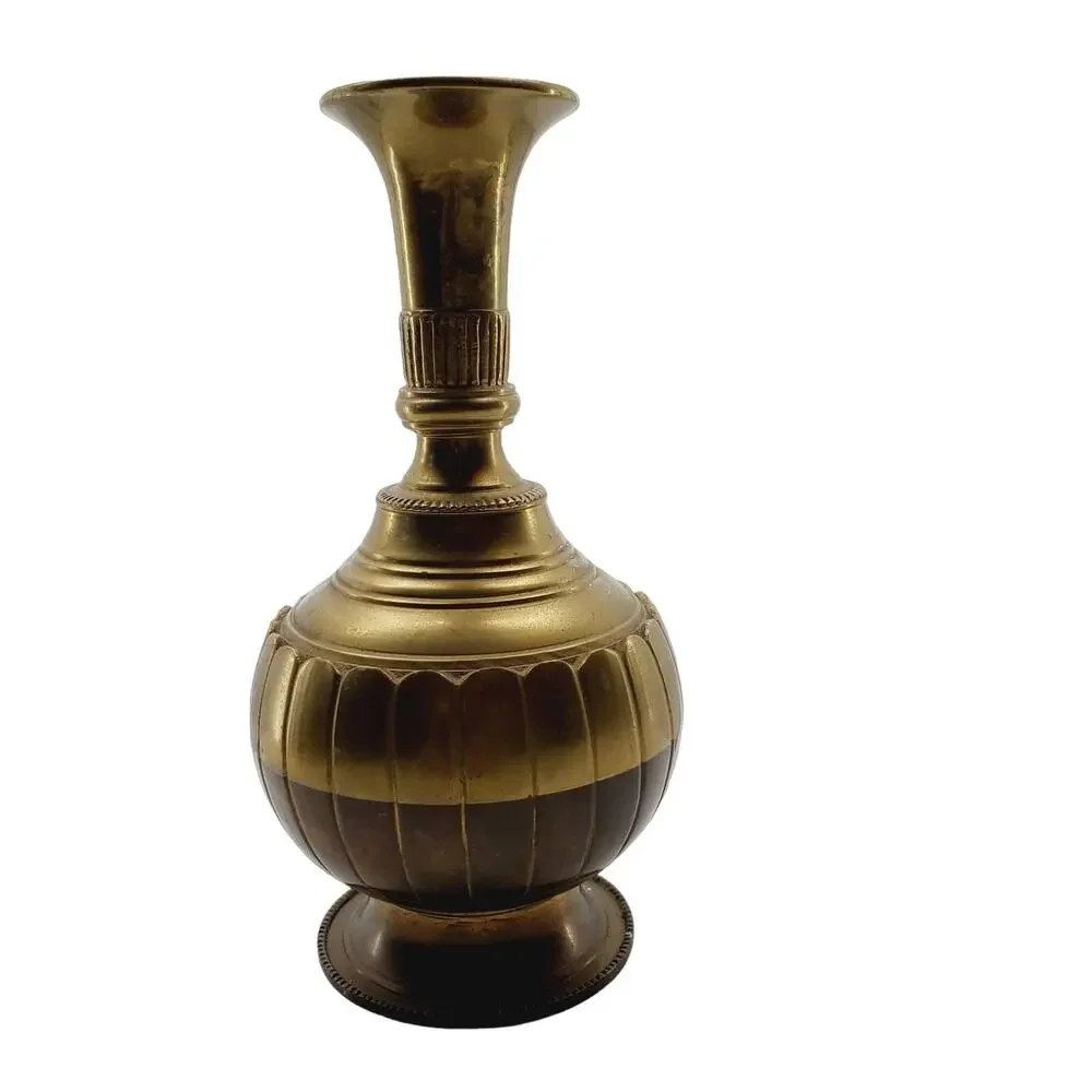The Nelson Rockefeller Collection Brass Vase Decorative Indian Art Vintage 9